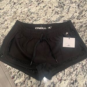 O'Neill Women's Black Athletic Shorts with Lace Detail